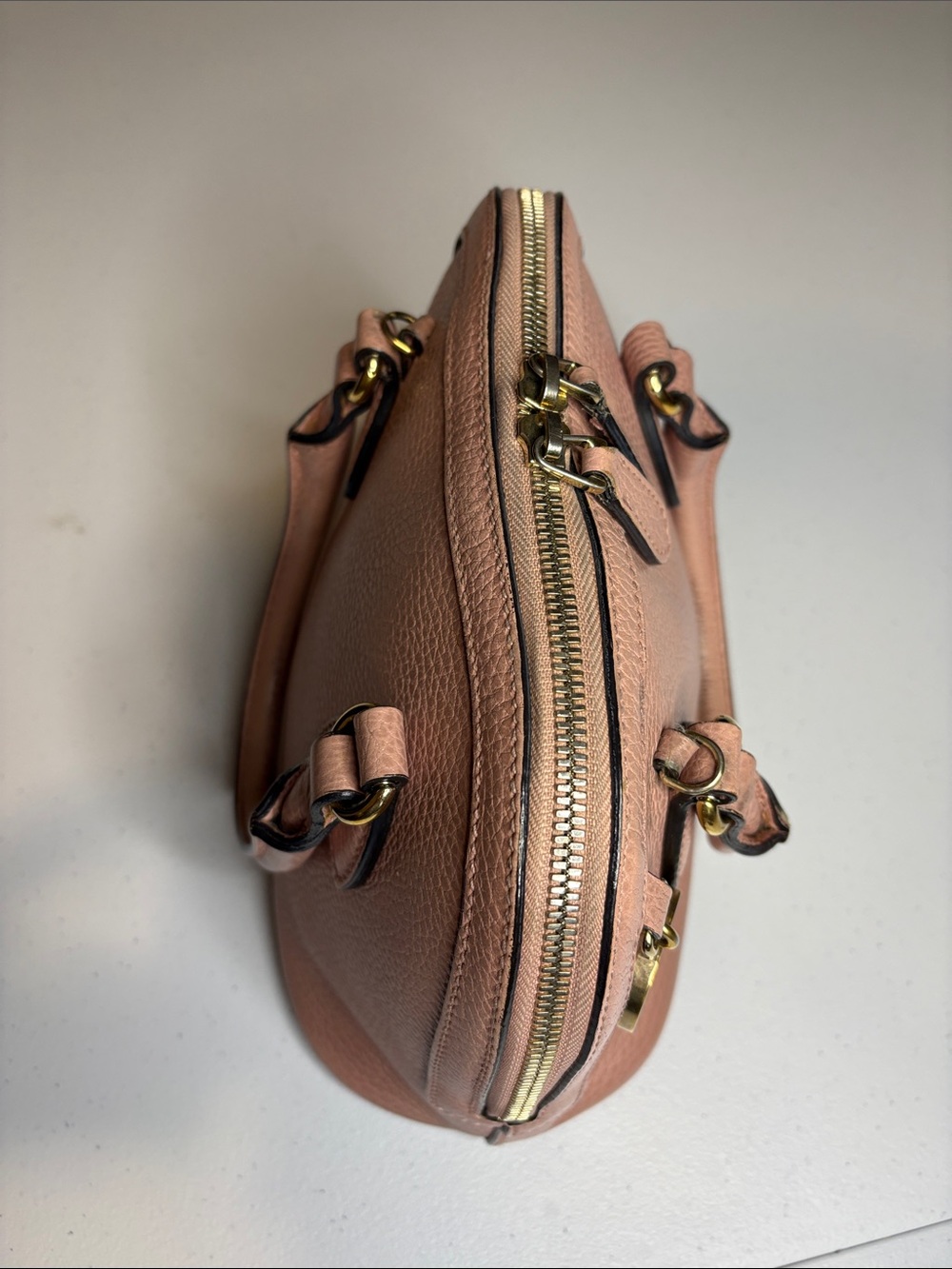 Gucci Blush Pink Leather GG Charm Dome Satchel with Strap & COA - Picture 7 of 16